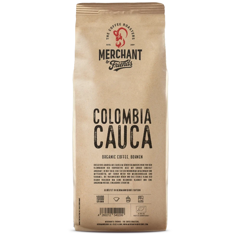 Colombia Cauca Bio Filterkaffee 1kg ganze Bohne — Single Origin Filter aus Kolumbien, Region Cauca | Merchant & Friends