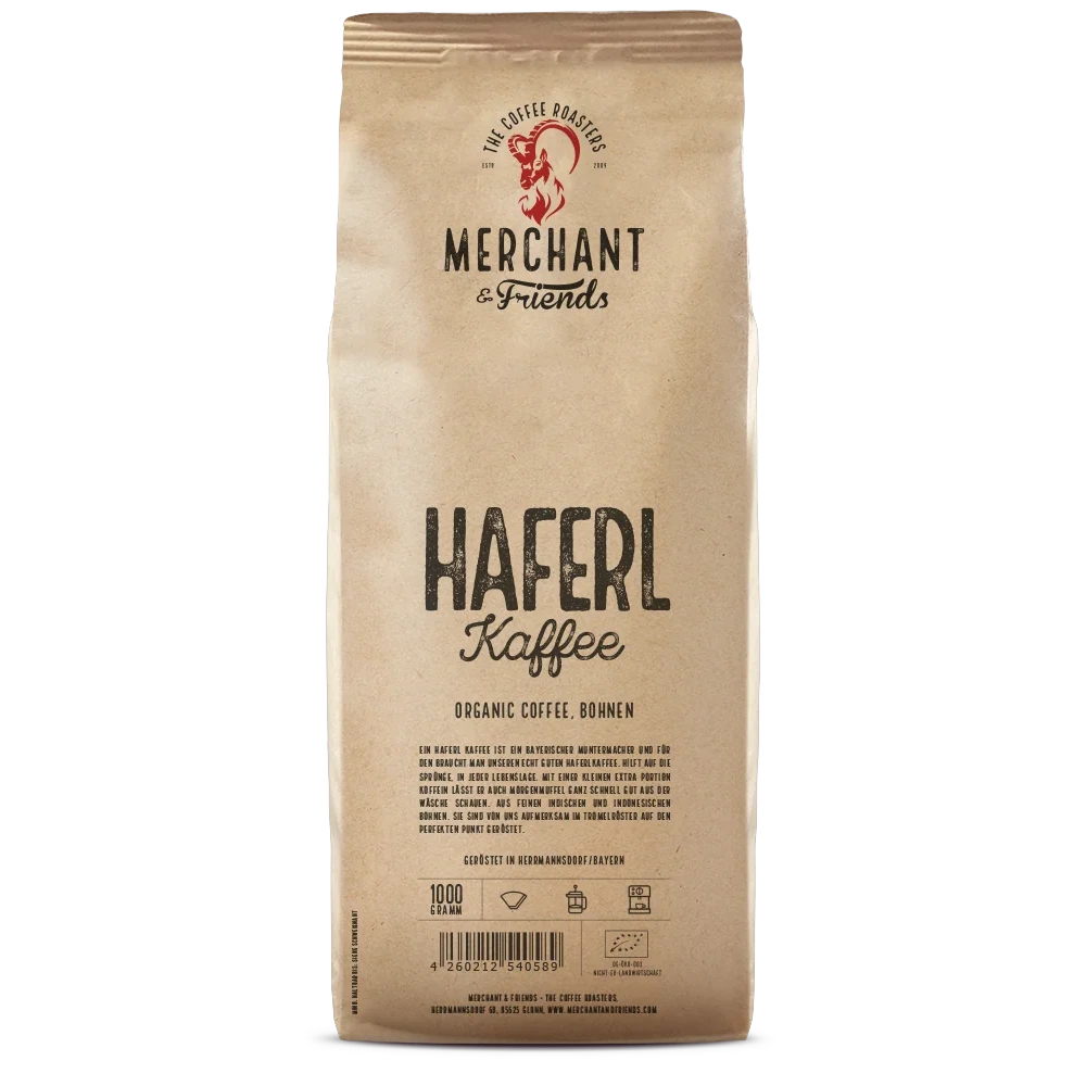 Haferl Kaffee Bio Filterkaffee 1kg ganze Bohne — Bayrischer Filter-Klassiker aus Indonesien, Tansania | Merchant & Friends