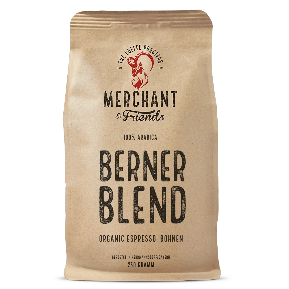 Berner Blend Bio Espresso 250g ganze Bohne — Eleganter 100% Arabica-Espresso aus Brasilien, Äthiopien, Indonesien | Merchant & Friends