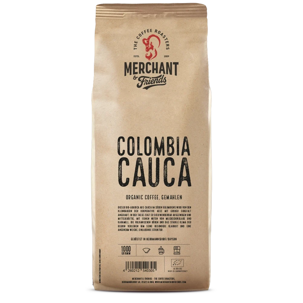Colombia Cauca Bio Filterkaffee 1kg gemahlen — Single Origin Filter aus Kolumbien, Region Cauca | Merchant & Friends