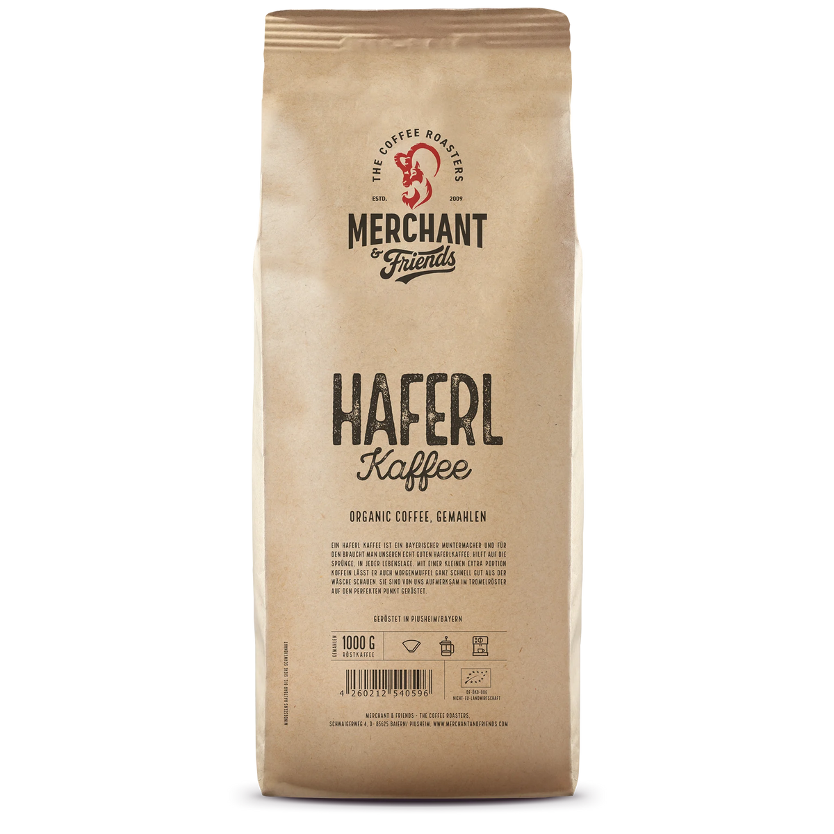Haferl Kaffee Bio Filterkaffee 1kg gemahlen — Bayrischer Filter-Klassiker aus Indonesien, Tansania | Merchant & Friends