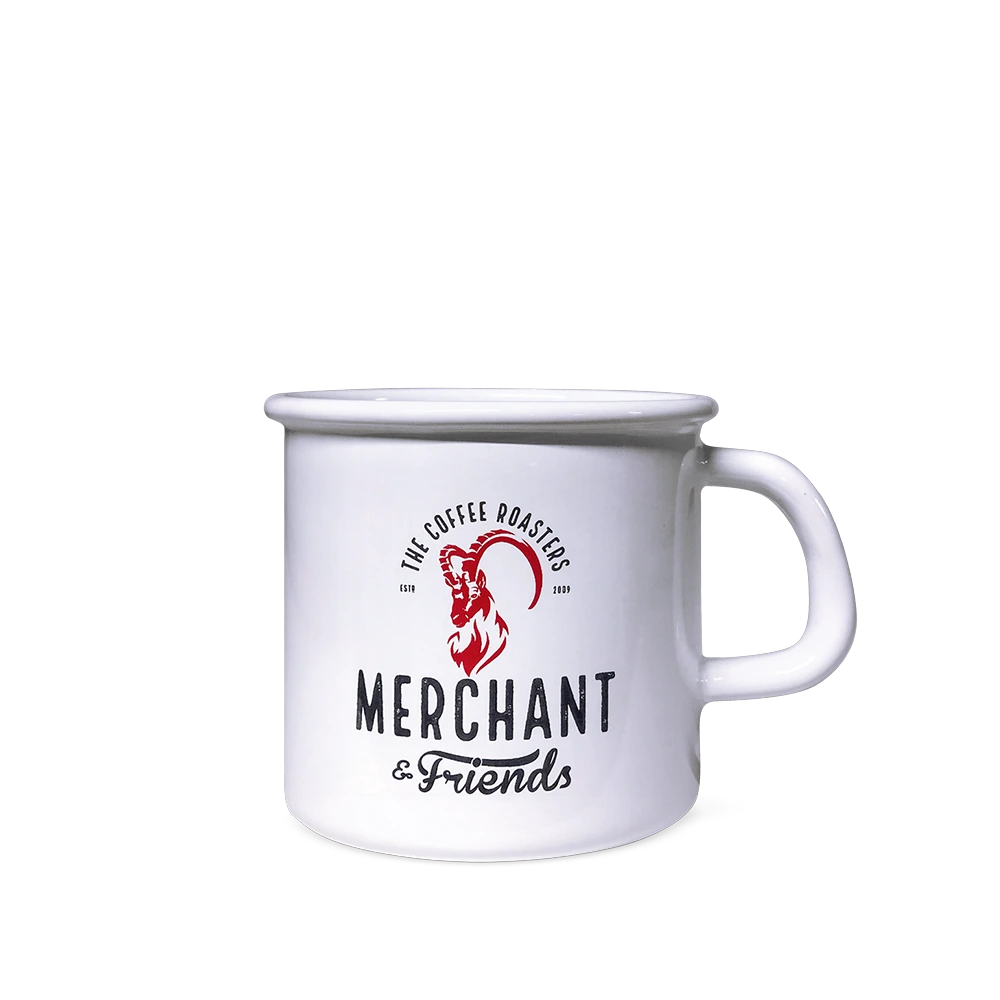 Merchant & Friends Emaillebecher — Kaffee für Tour, Berg und Lager