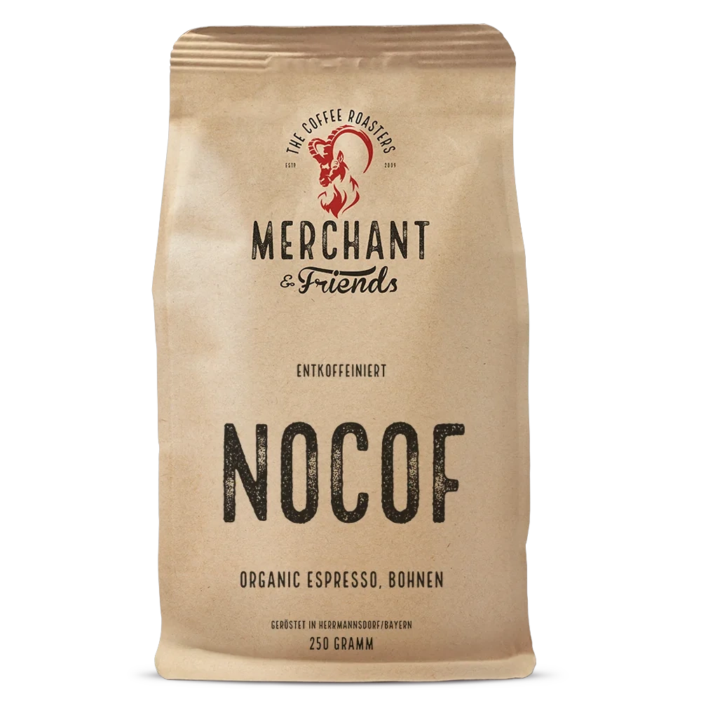 NoCof Bio Espresso 250g ganze Bohne — Entkoffeinierter Espresso, hell geröstet aus Peru | Merchant & Friends