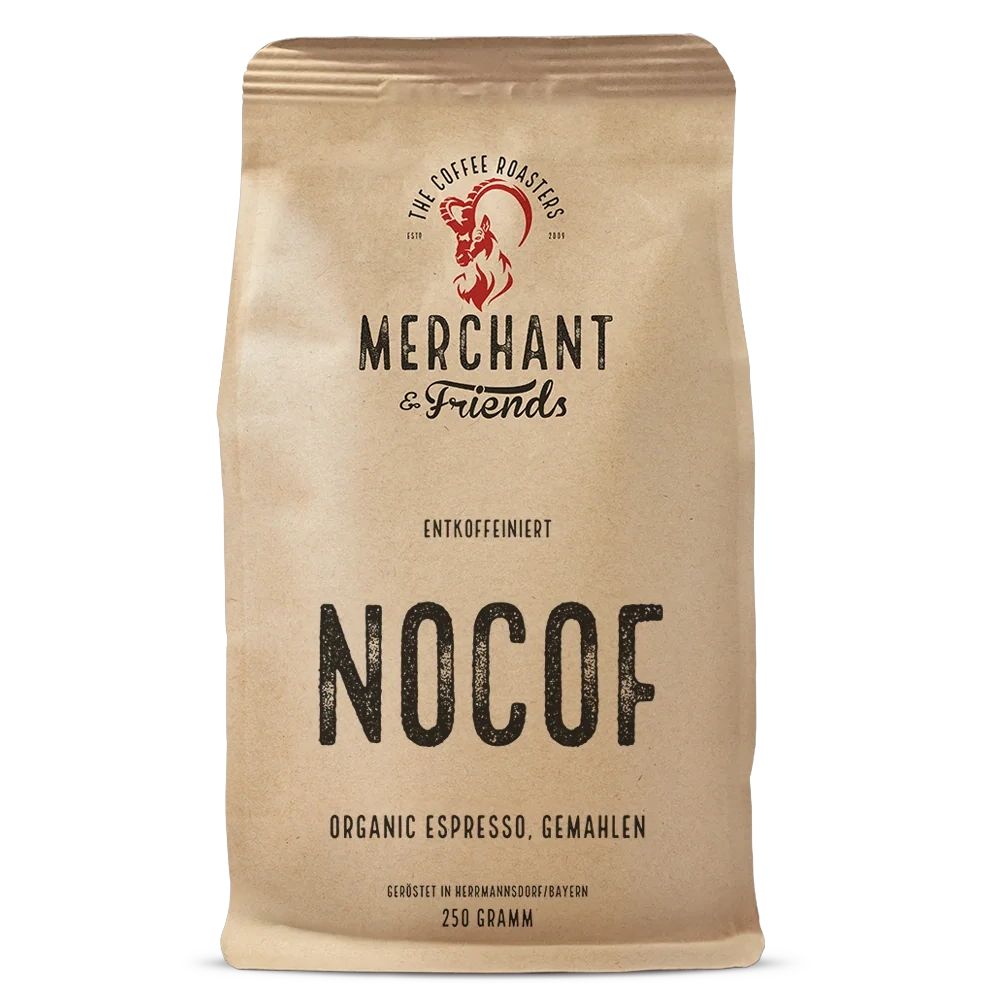 NoCof Bio Espresso 250g gemahlen — Entkoffeinierter Espresso, hell geröstet aus Peru | Merchant & Friends