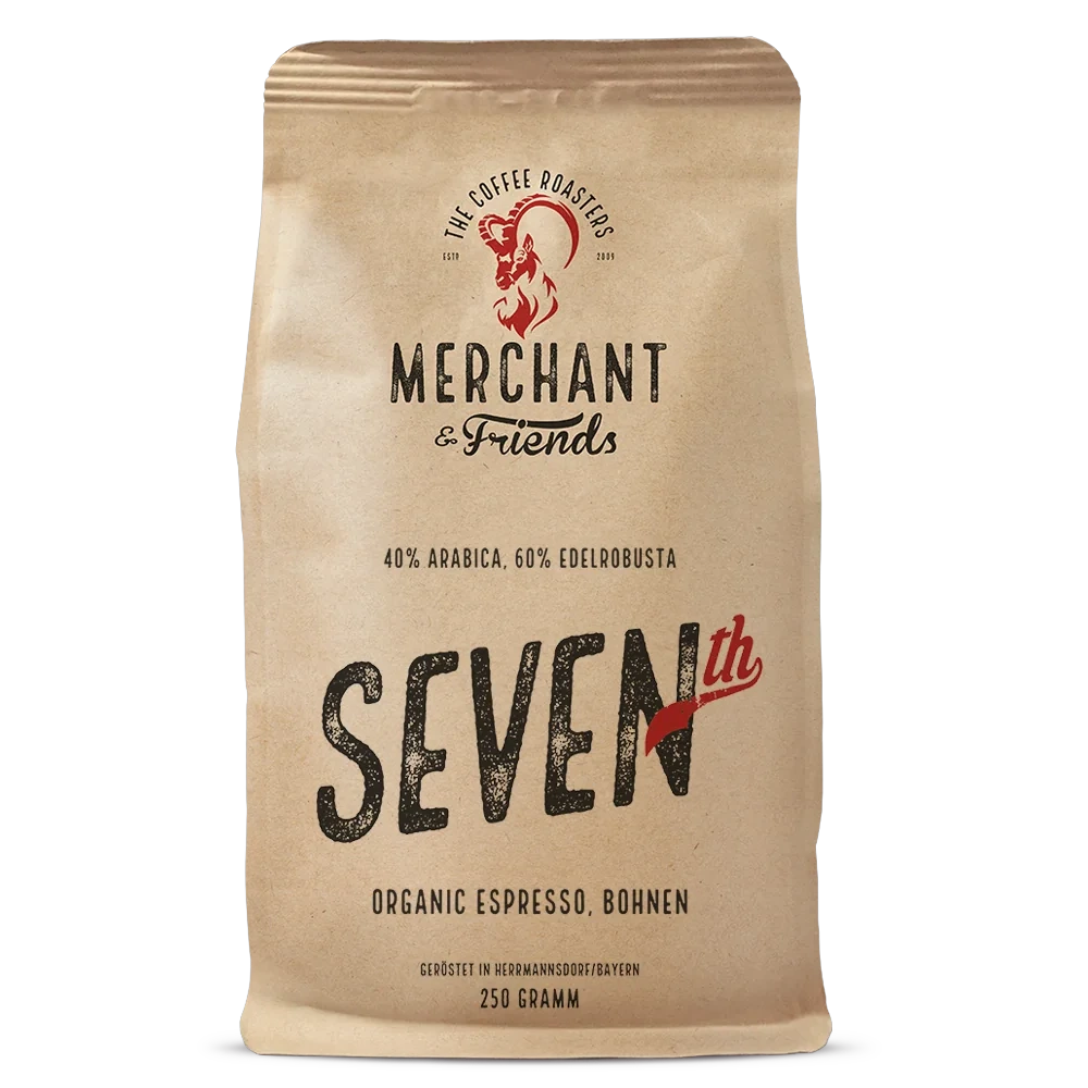 Seventh Bio Espresso 250g ganze Bohne — Robusta-Mischung mit dichter Crema aus Indonesien, Tansania | Merchant & Friends